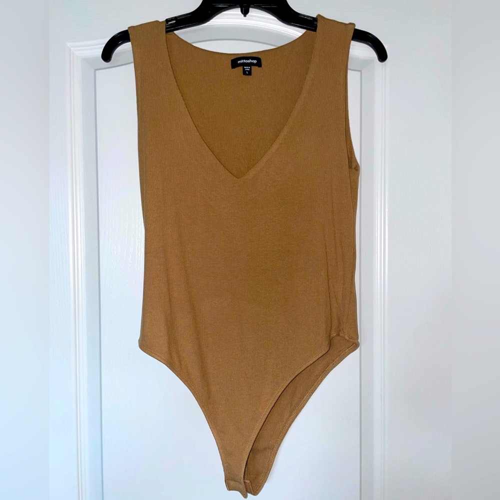 Mocha Double lined sleeveless ribbed bodysuit